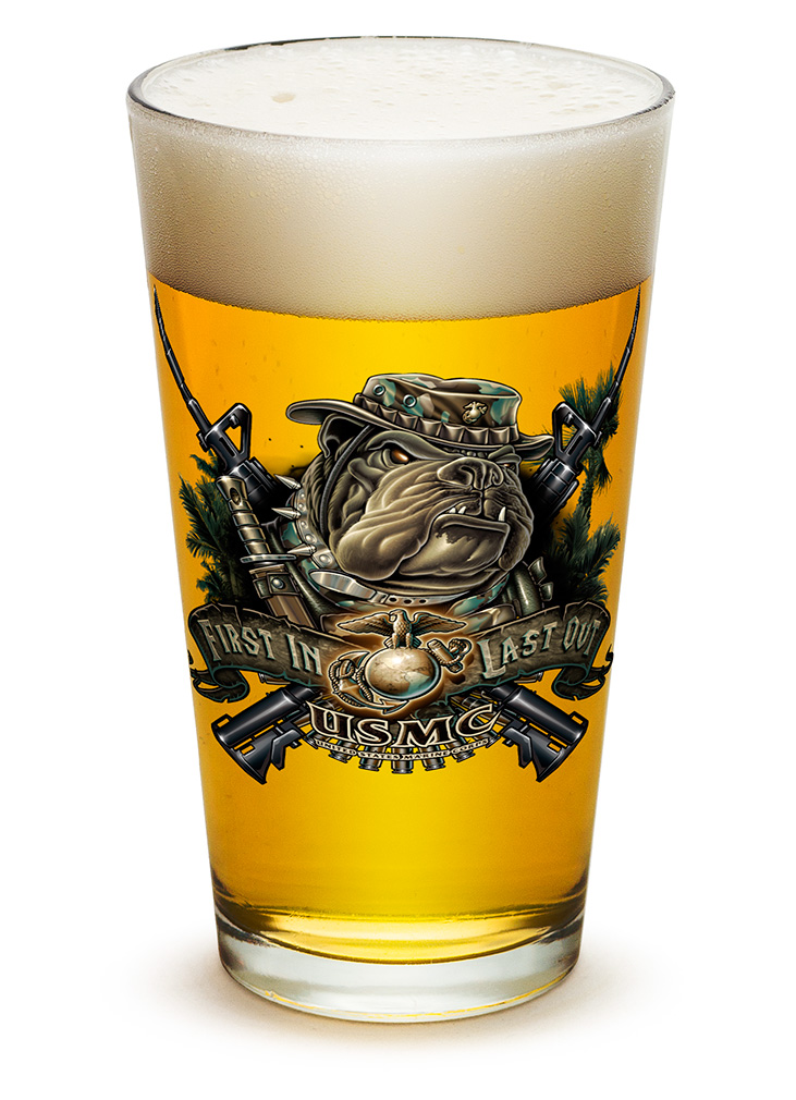 GLASSWARE-PINT-Devil Dog First in Last Out 16oz